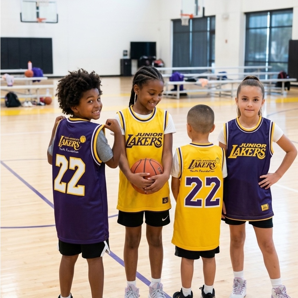 Kids' Reversible Basketball Los Angeles Lakers Jersey - Purple & Yellow size 10